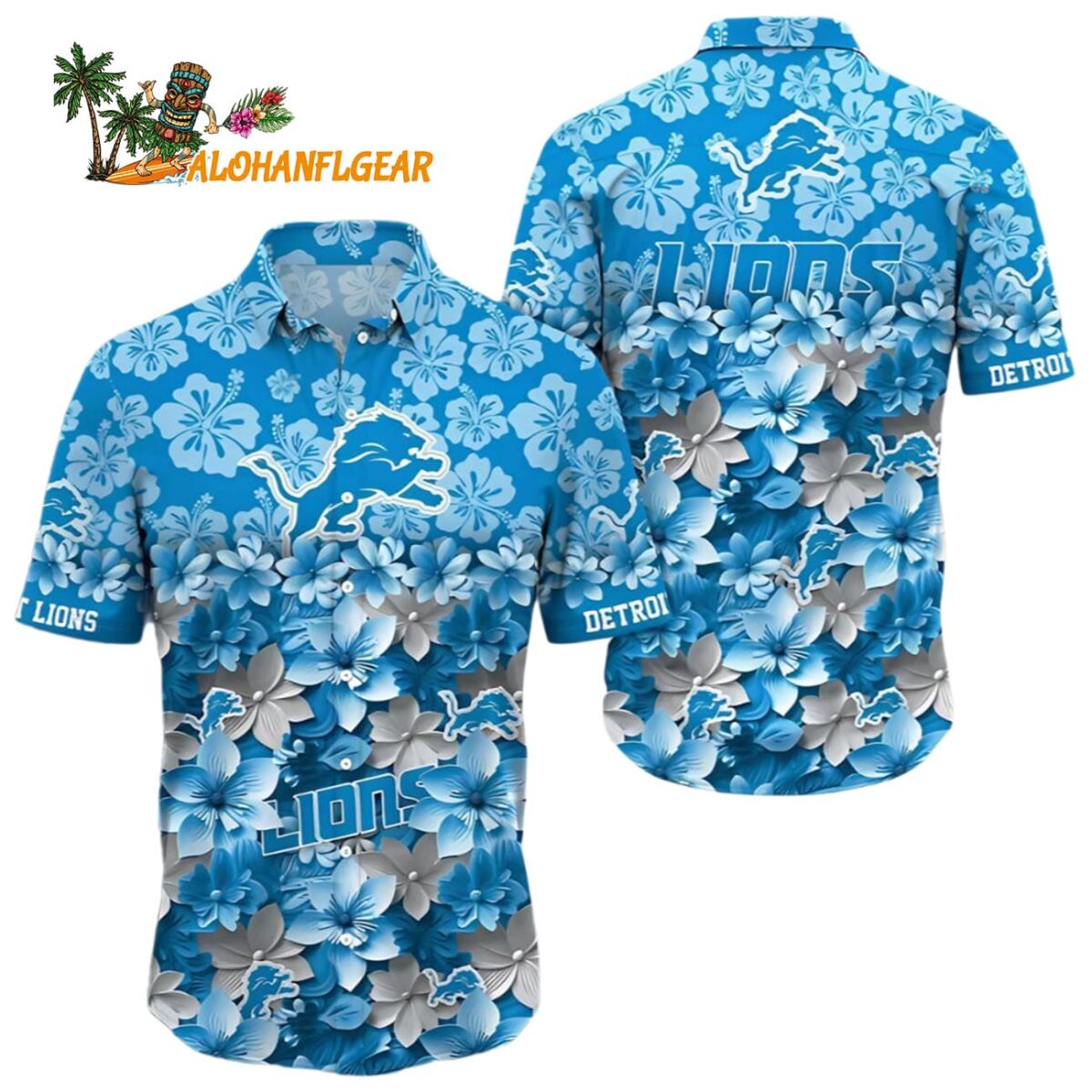 Detroit Lions Floral Blitz Hawaiian Shirt Detroit Lions Aloha Shirt 1
