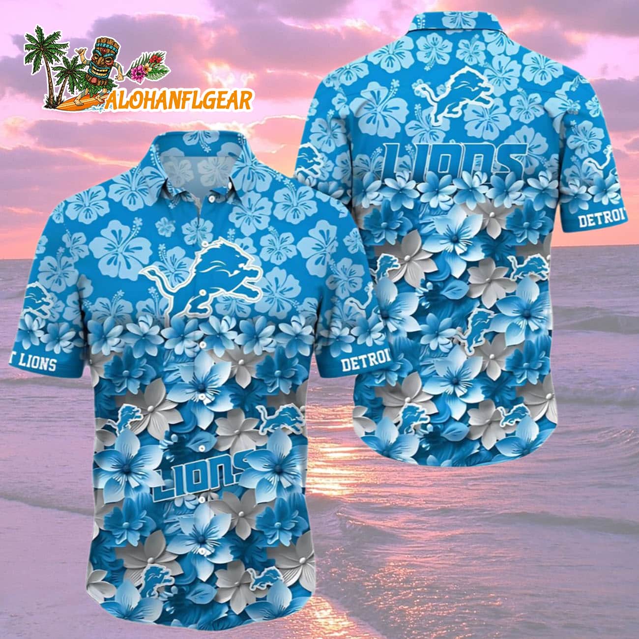 Detroit Lions Floral Blitz Hawaiian Shirt, Detroit Lions Aloha Shirt Detroit Lions Floral Blitz Hawaiian Shirt, Detroit Lions Aloha Shirt