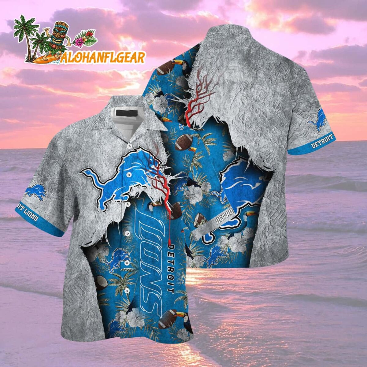 Detroit Lions Football Team Summer God Hawaii Shirt Football NFL Hawaiian Shirt 2