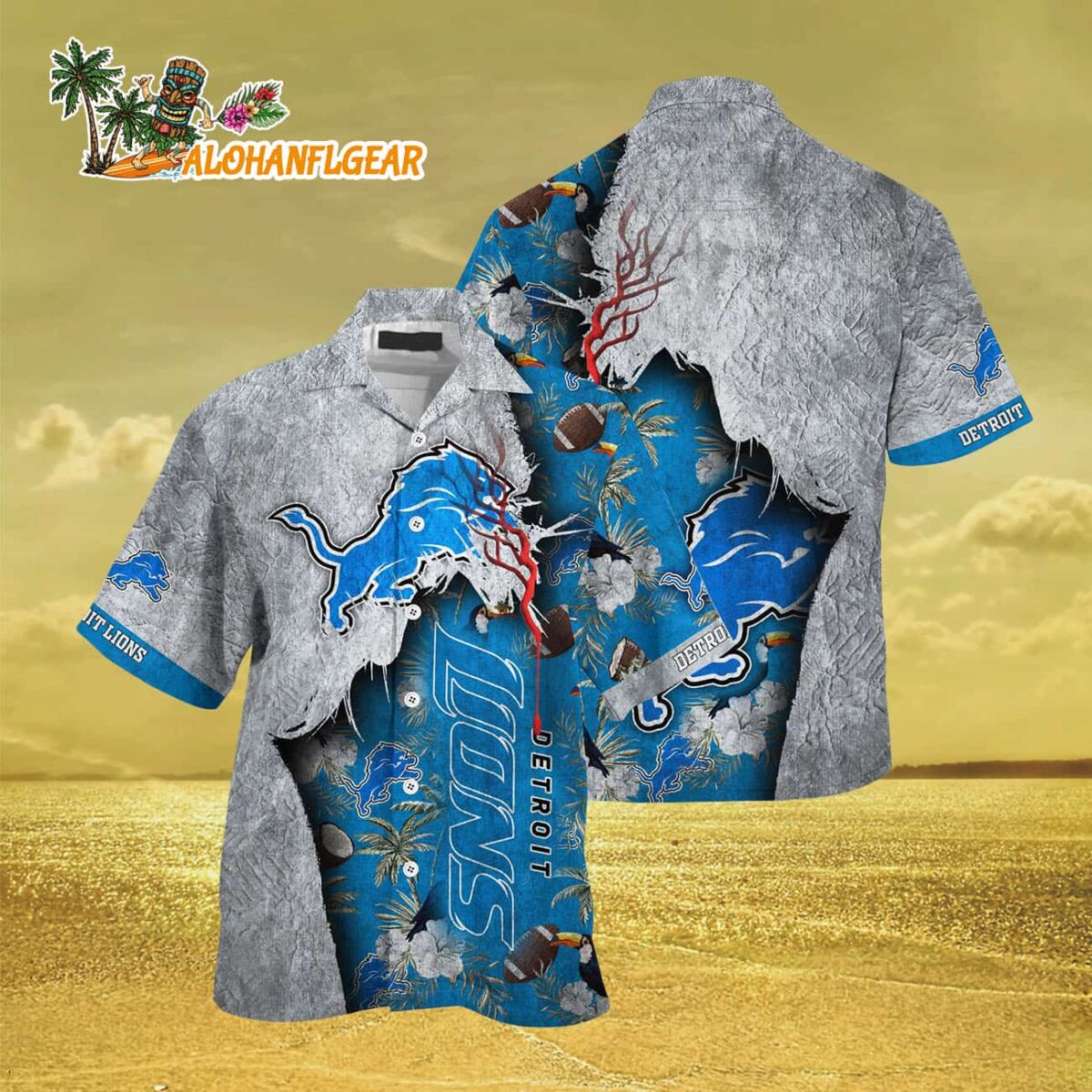 Detroit Lions Football Team Summer God Hawaii Shirt Football NFL Hawaiian Shirt 3