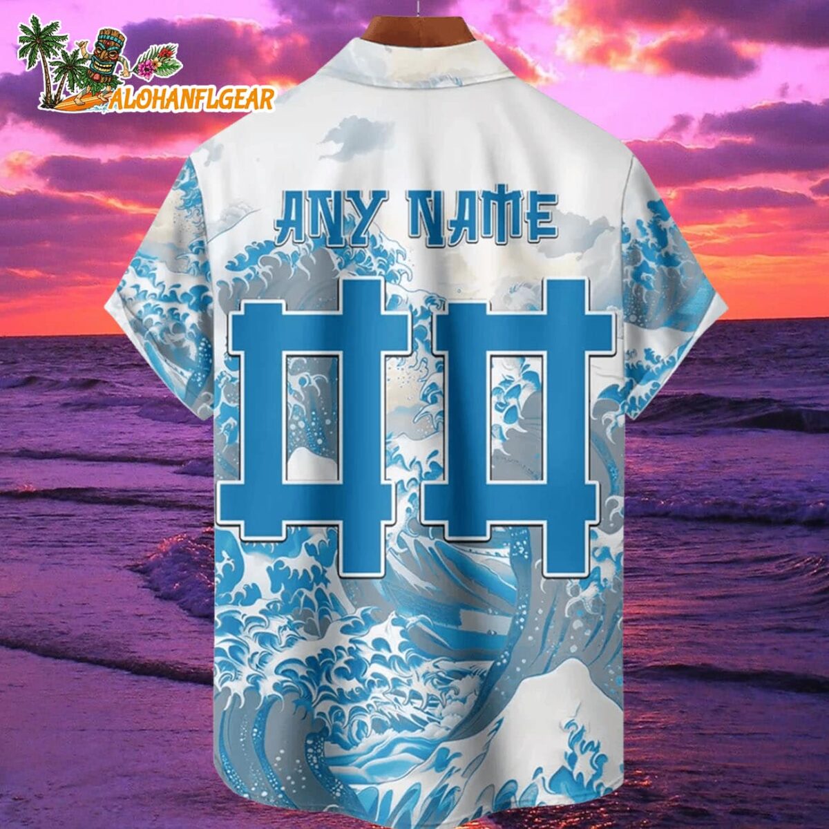 Detroit Lions Great Wave Hawaiian Shirt Custom Name And Number NFL Aloha Shirt 2