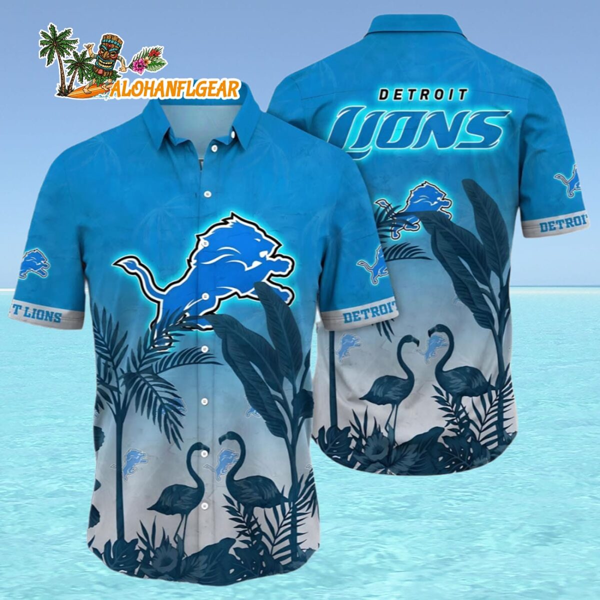 Detroit Lions Hawaii Shirt Flamingo And Flower Funny Detroit Lions Aloha Shirt 4