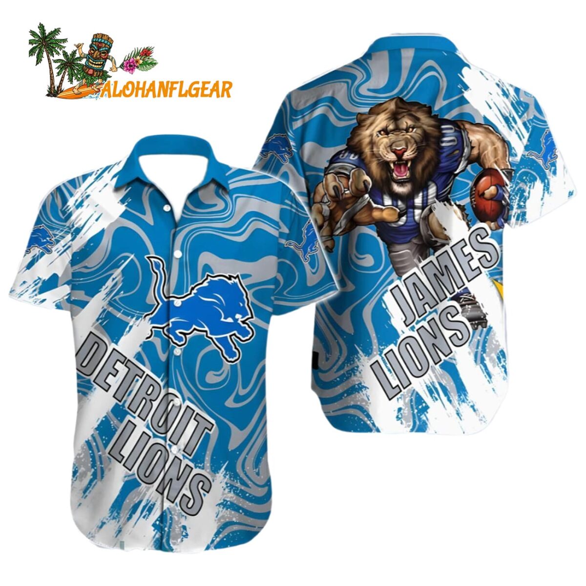Detroit Lions Hawaiian Shirt Custom Name Detroit Lions Aloha Shirt 1
