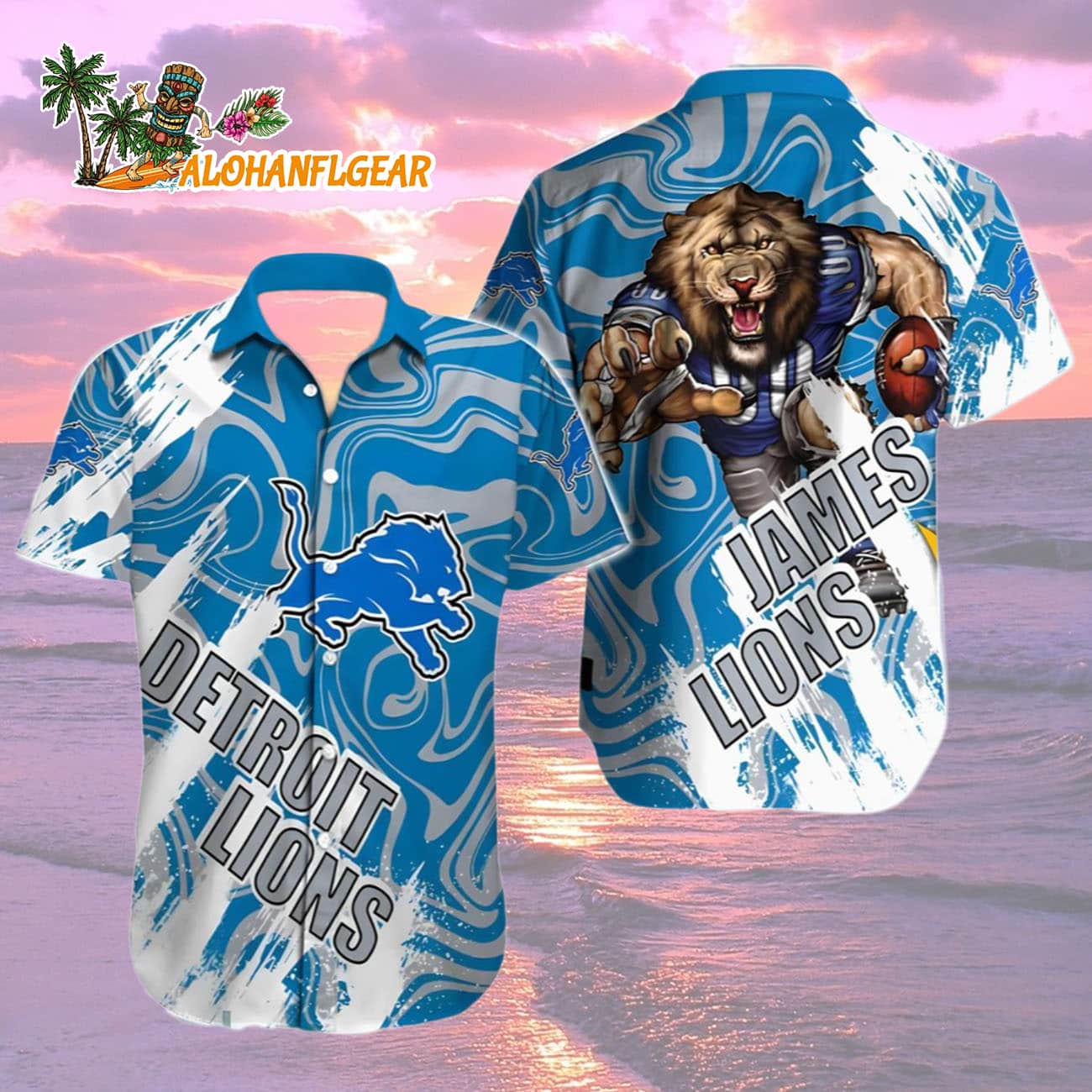 Detroit Lions Hawaiian Shirt Custom Name, Detroit Lions Aloha Shirt Detroit Lions Hawaiian Shirt Custom Name, Detroit Lions Aloha Shirt