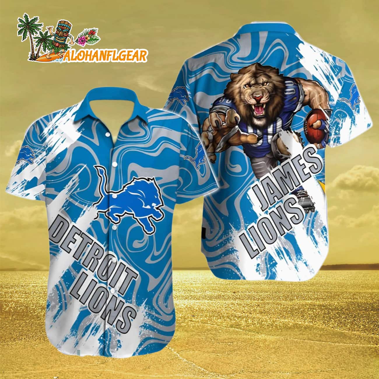 Detroit Lions Hawaiian Shirt Custom Name, Detroit Lions Aloha Shirt Detroit Lions Hawaiian Shirt Custom Name, Detroit Lions Aloha Shirt