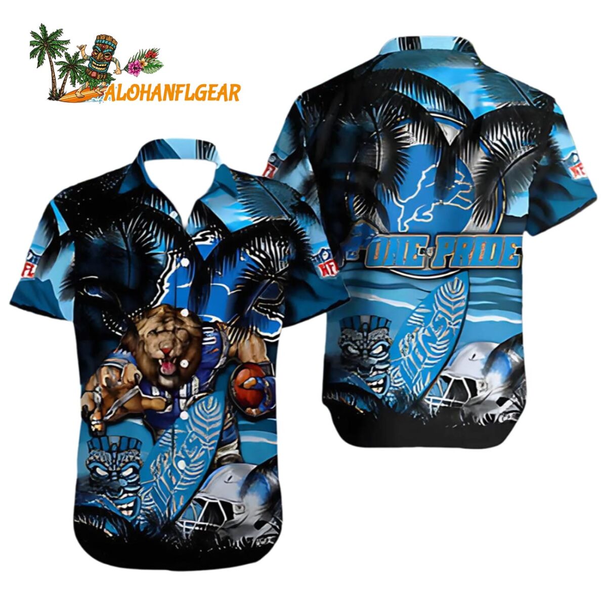Detroit Lions Hawaiian Shirt Lion Pride Palm Tropical Detroit Lions Aloha Shirt 1