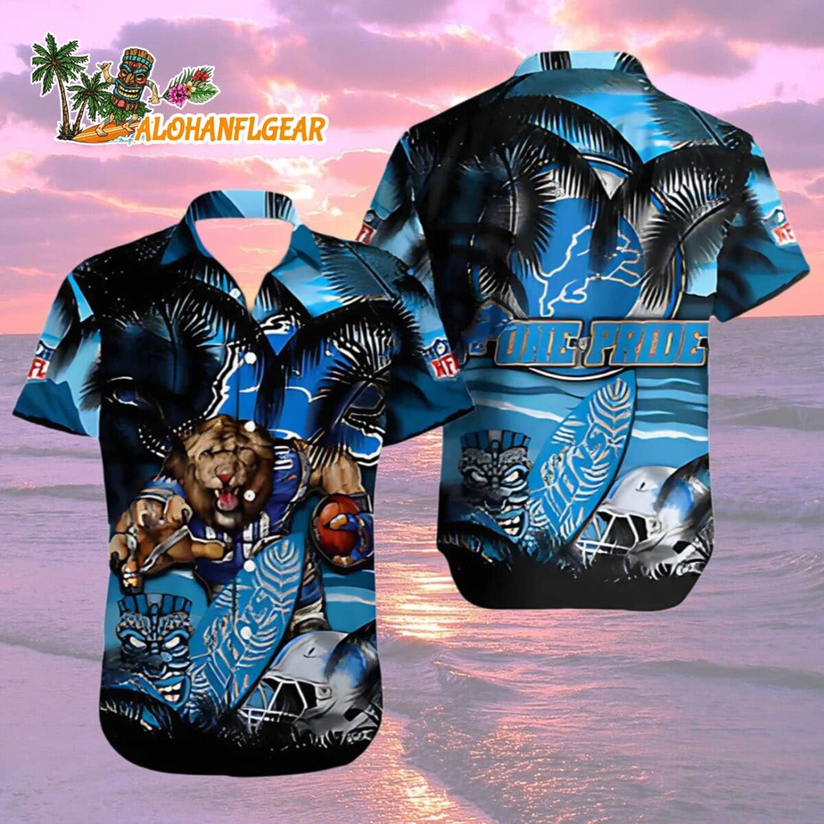 Detroit Lions Hawaiian Shirt Lion Pride Palm Tropical Detroit Lions Aloha Shirt 2