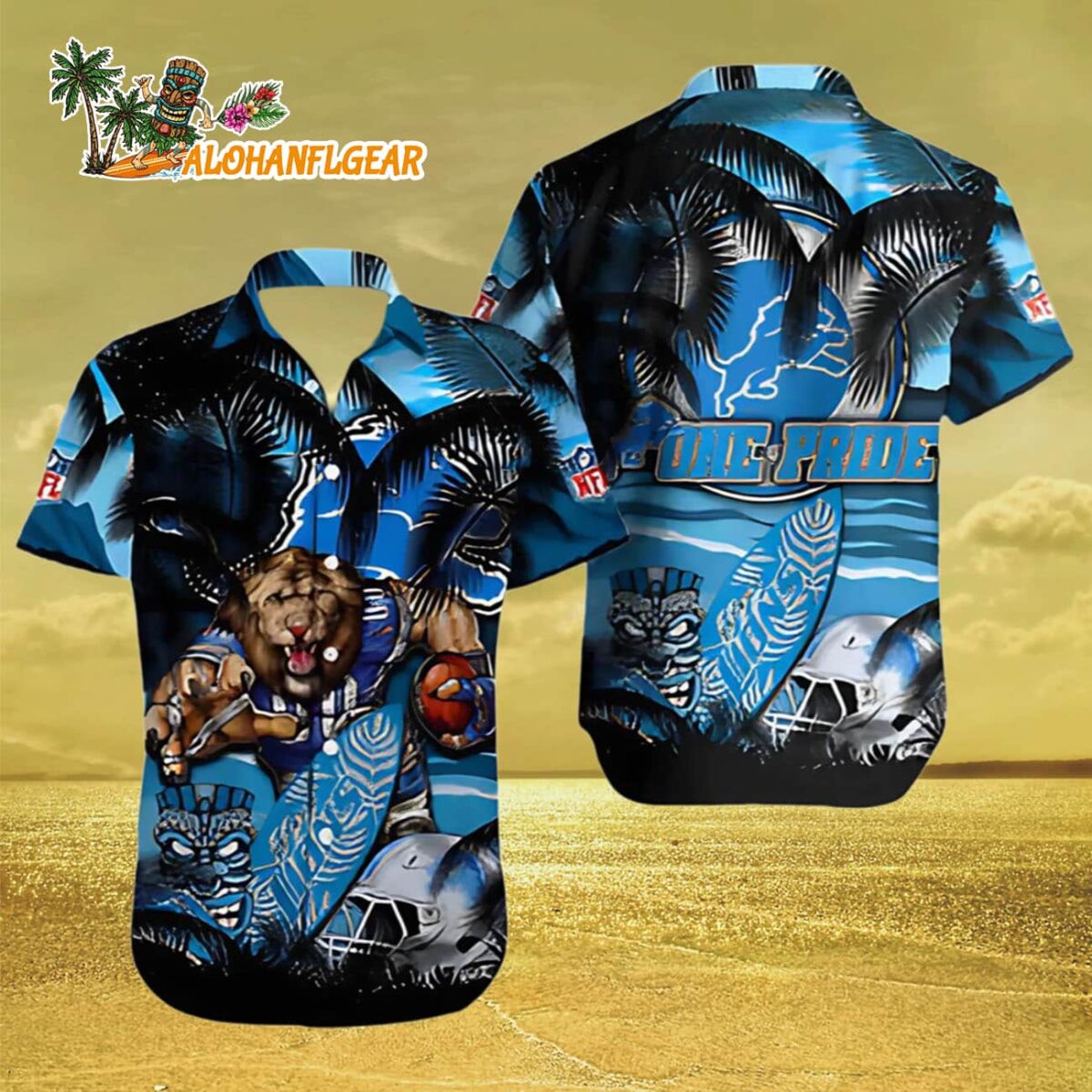 Detroit Lions Hawaiian Shirt Lion Pride Palm Tropical Detroit Lions Aloha Shirt 3