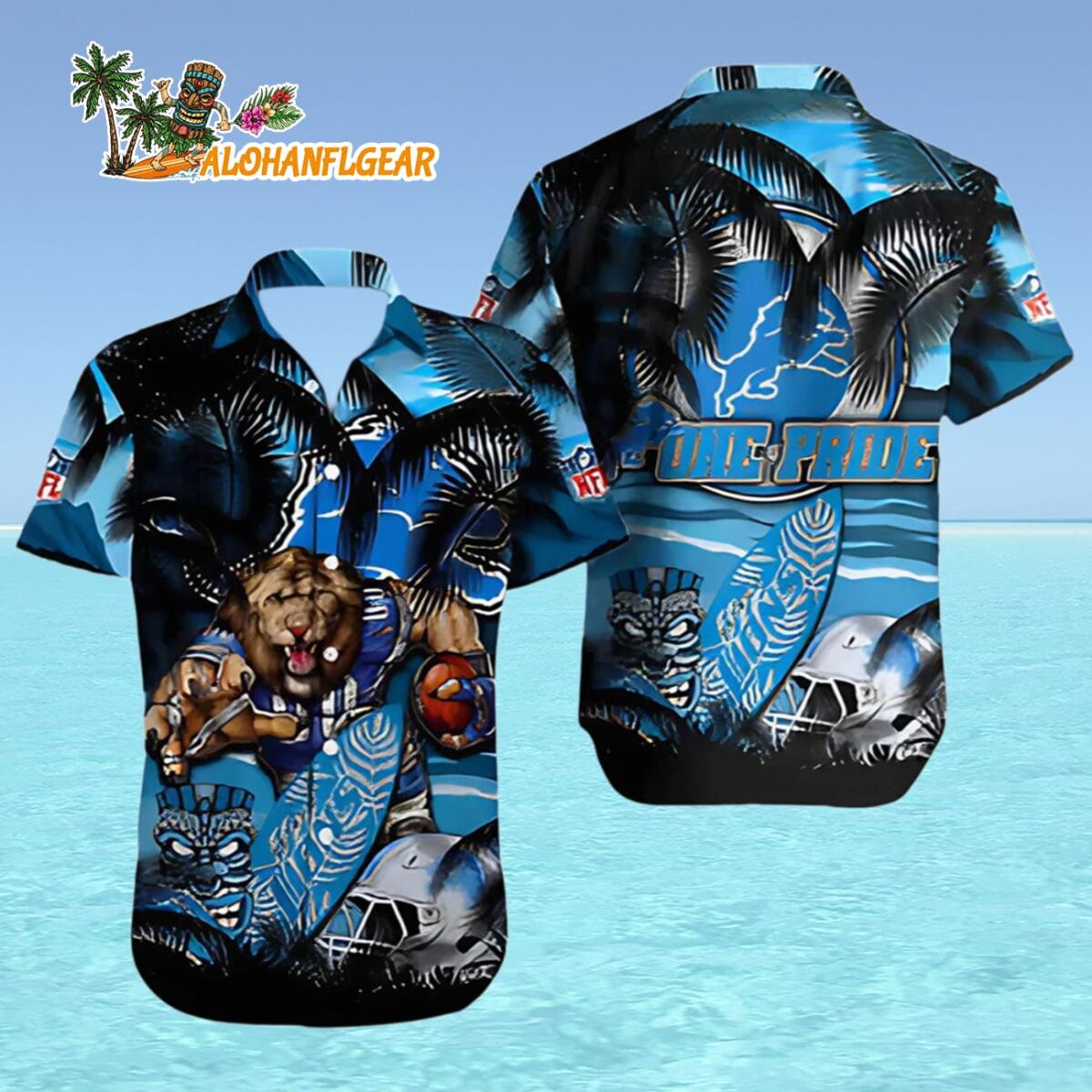 Detroit Lions Hawaiian Shirt Lion Pride Palm Tropical Detroit Lions Aloha Shirt 4