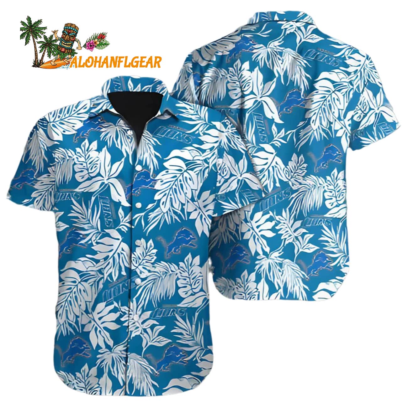 Detroit Lions Hawaiian Shirt Mens Tropical Leaf, Detroit Lions Aloha Shirt Detroit Lions Hawaiian Shirt Mens Tropical Leaf, Detroit Lions Aloha Shirt