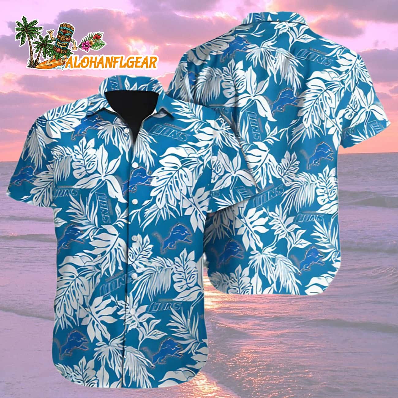 Detroit Lions Hawaiian Shirt Mens Tropical Leaf, Detroit Lions Aloha Shirt Detroit Lions Hawaiian Shirt Mens Tropical Leaf, Detroit Lions Aloha Shirt