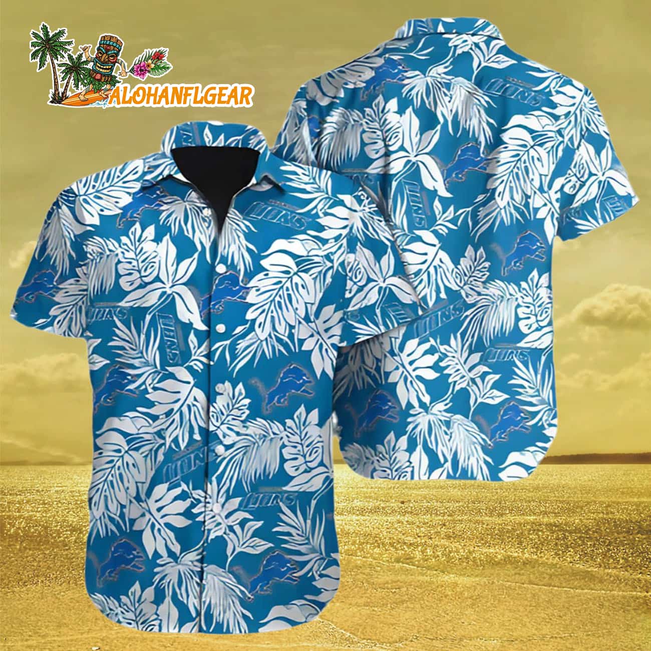 Detroit Lions Hawaiian Shirt Mens Tropical Leaf, Detroit Lions Aloha Shirt Detroit Lions Hawaiian Shirt Mens Tropical Leaf, Detroit Lions Aloha Shirt