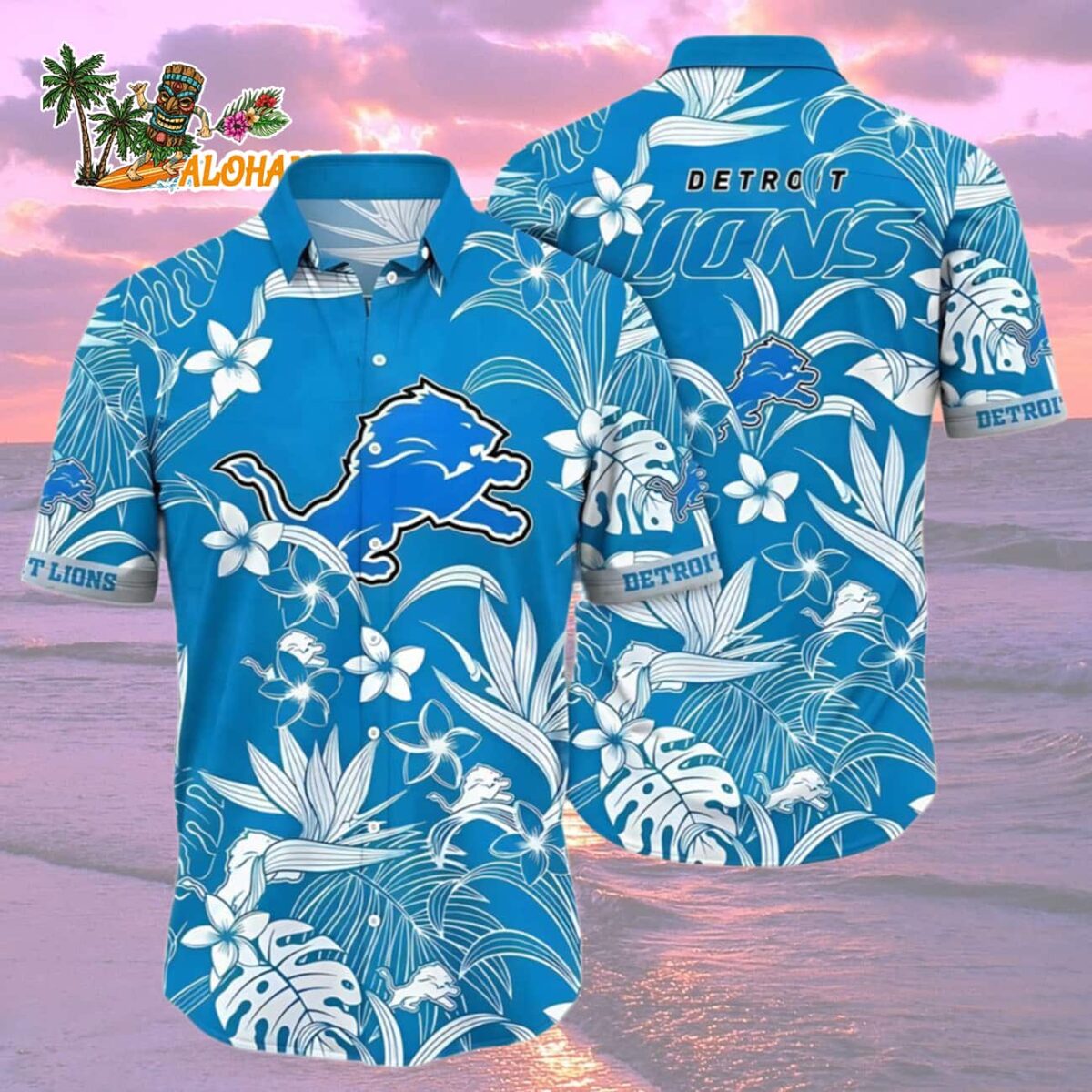 Detroit Lions Hawaiian Shirt Oceanic Blue Floral, Detroit Lions Aloha Shirt 1 Detroit Lions Hawaiian Shirt Oceanic Blue Floral Detroit Lions Aloha Shirt 2