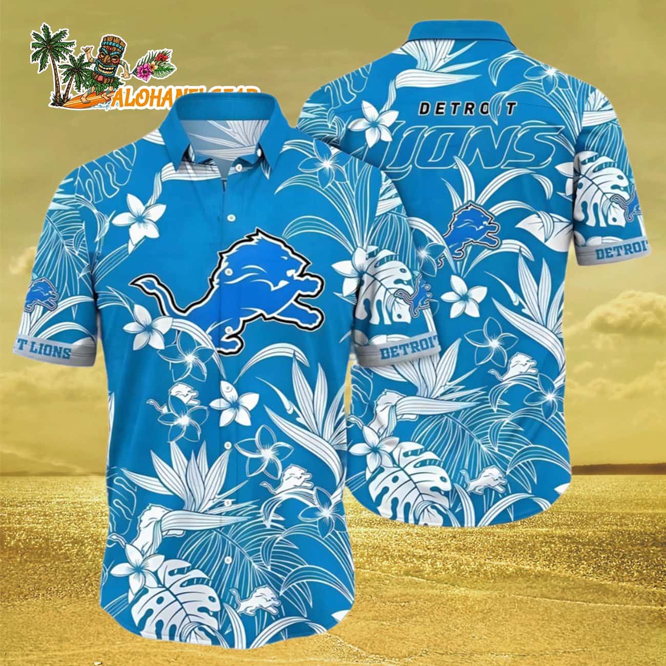 Detroit Lions Hawaiian Shirt Oceanic Blue Floral, Detroit Lions Aloha Shirt Detroit Lions Hawaiian Shirt Oceanic Blue Floral, Detroit Lions Aloha Shirt