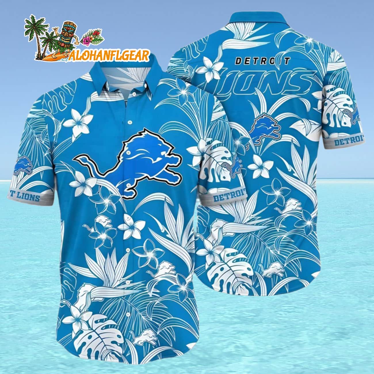 Detroit Lions Hawaiian Shirt Oceanic Blue Floral, Detroit Lions Aloha Shirt Detroit Lions Hawaiian Shirt Oceanic Blue Floral, Detroit Lions Aloha Shirt