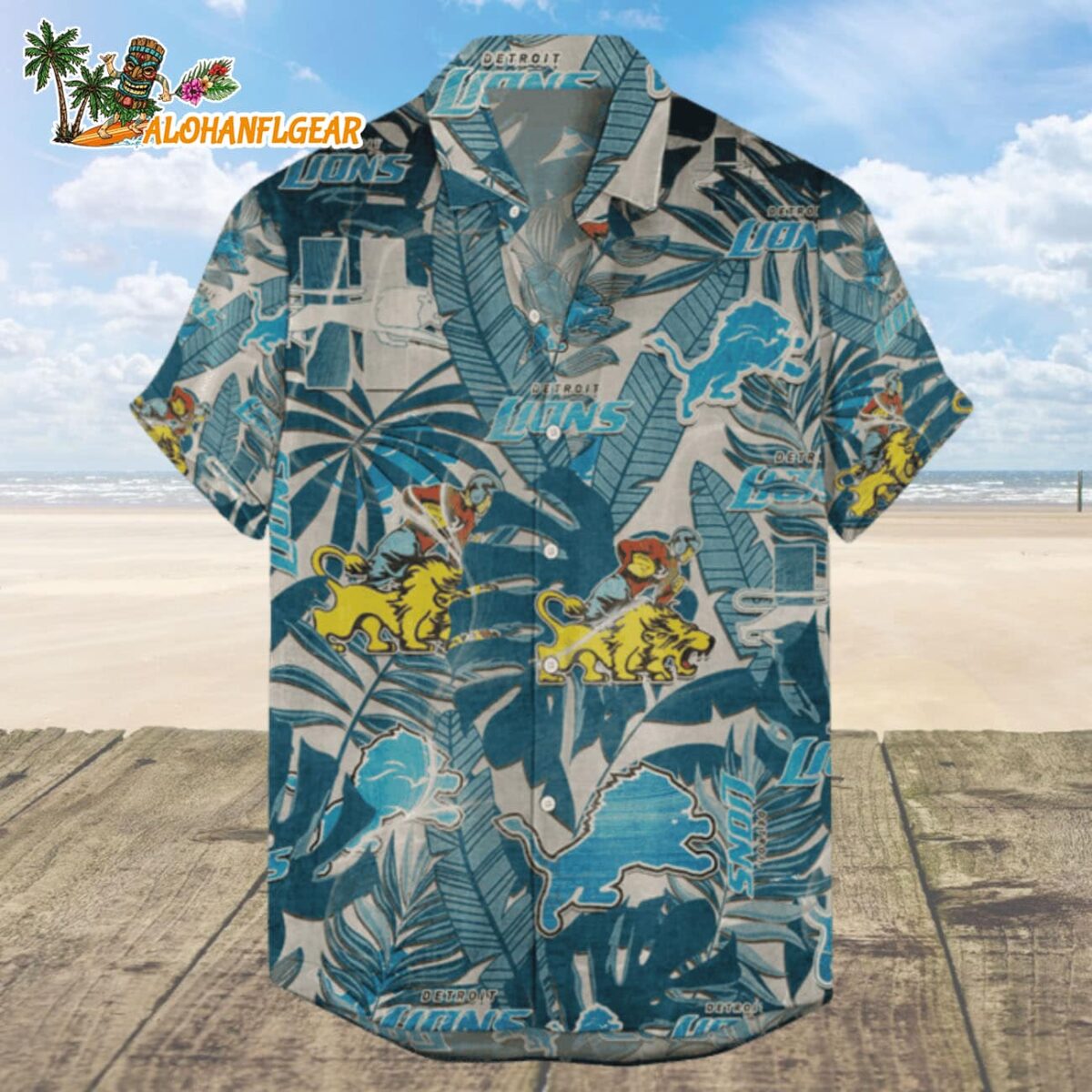 Detroit Lions Hawaiian Shirt Retro Logo Revolution NFL Aloha Shirt 2025 1
