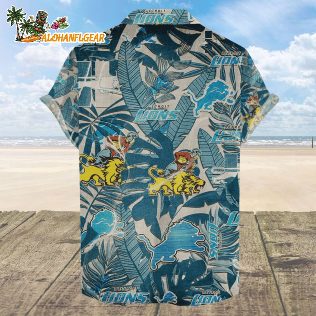 Detroit Lions Hawaiian Shirt Retro Logo Revolution NFL Aloha Shirt 2025 2