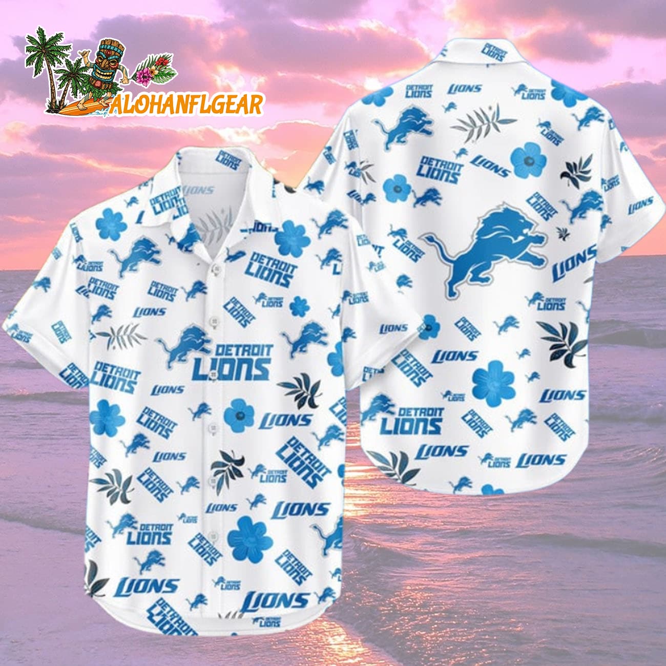 Detroit Lions Hawaiian Shirt Tropical Beach, Detroit Lions Aloha Shirt Detroit Lions Hawaiian Shirt Tropical Beach, Detroit Lions Aloha Shirt