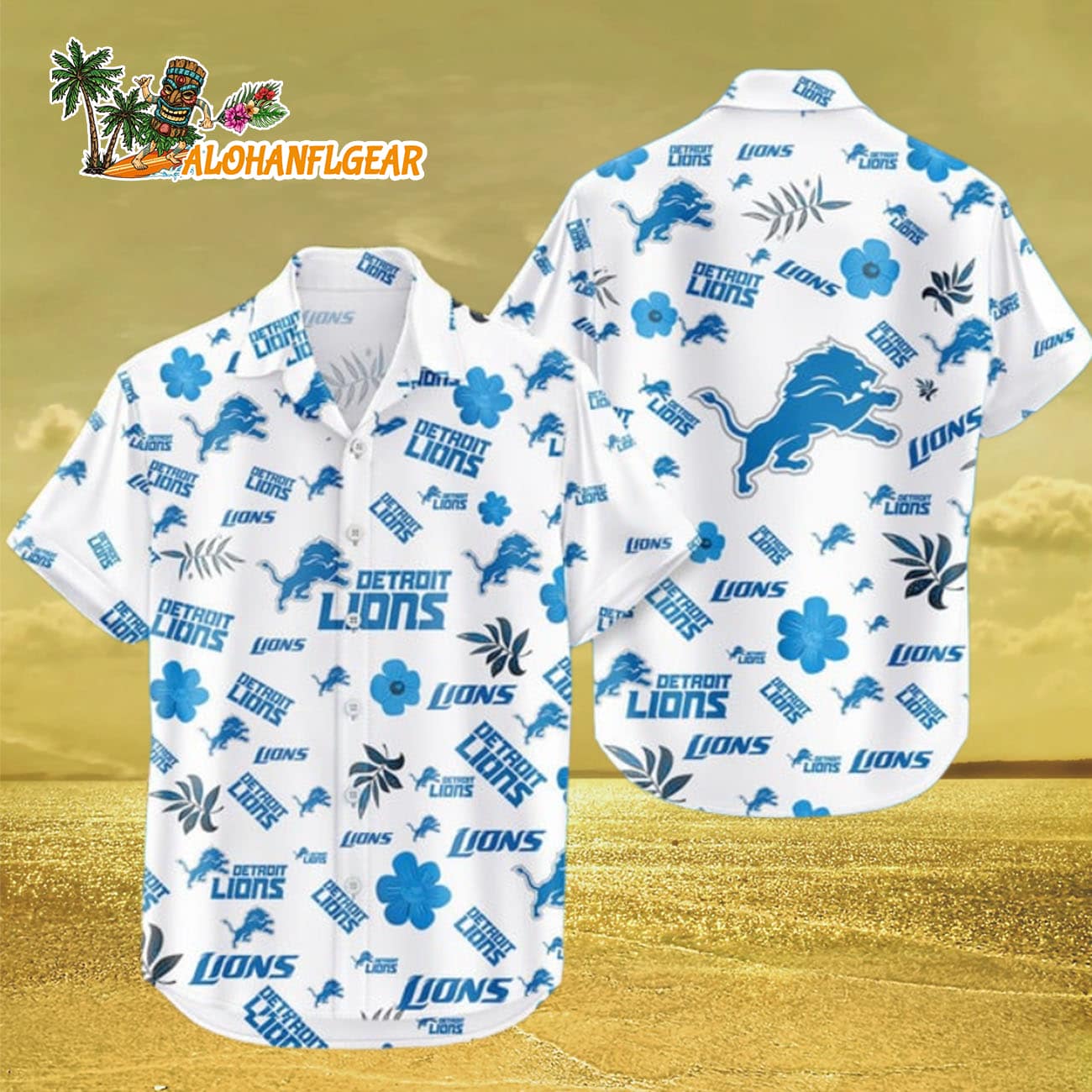 Detroit Lions Hawaiian Shirt Tropical Beach, Detroit Lions Aloha Shirt Detroit Lions Hawaiian Shirt Tropical Beach, Detroit Lions Aloha Shirt