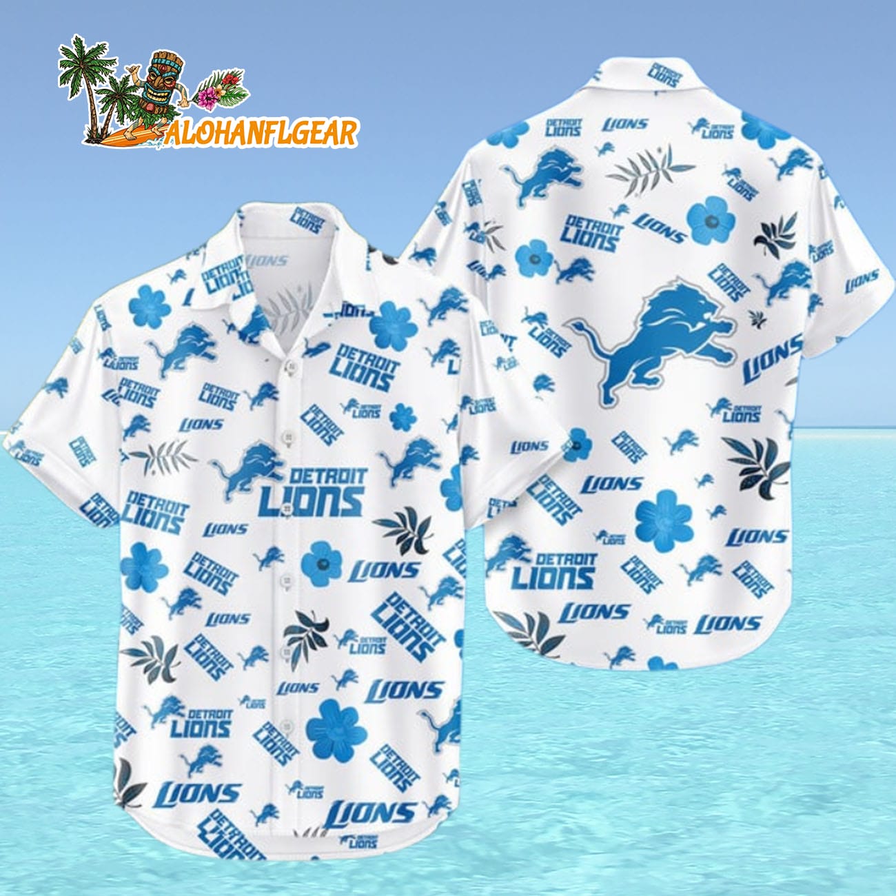 Detroit Lions Hawaiian Shirt Tropical Beach, Detroit Lions Aloha Shirt Detroit Lions Hawaiian Shirt Tropical Beach, Detroit Lions Aloha Shirt