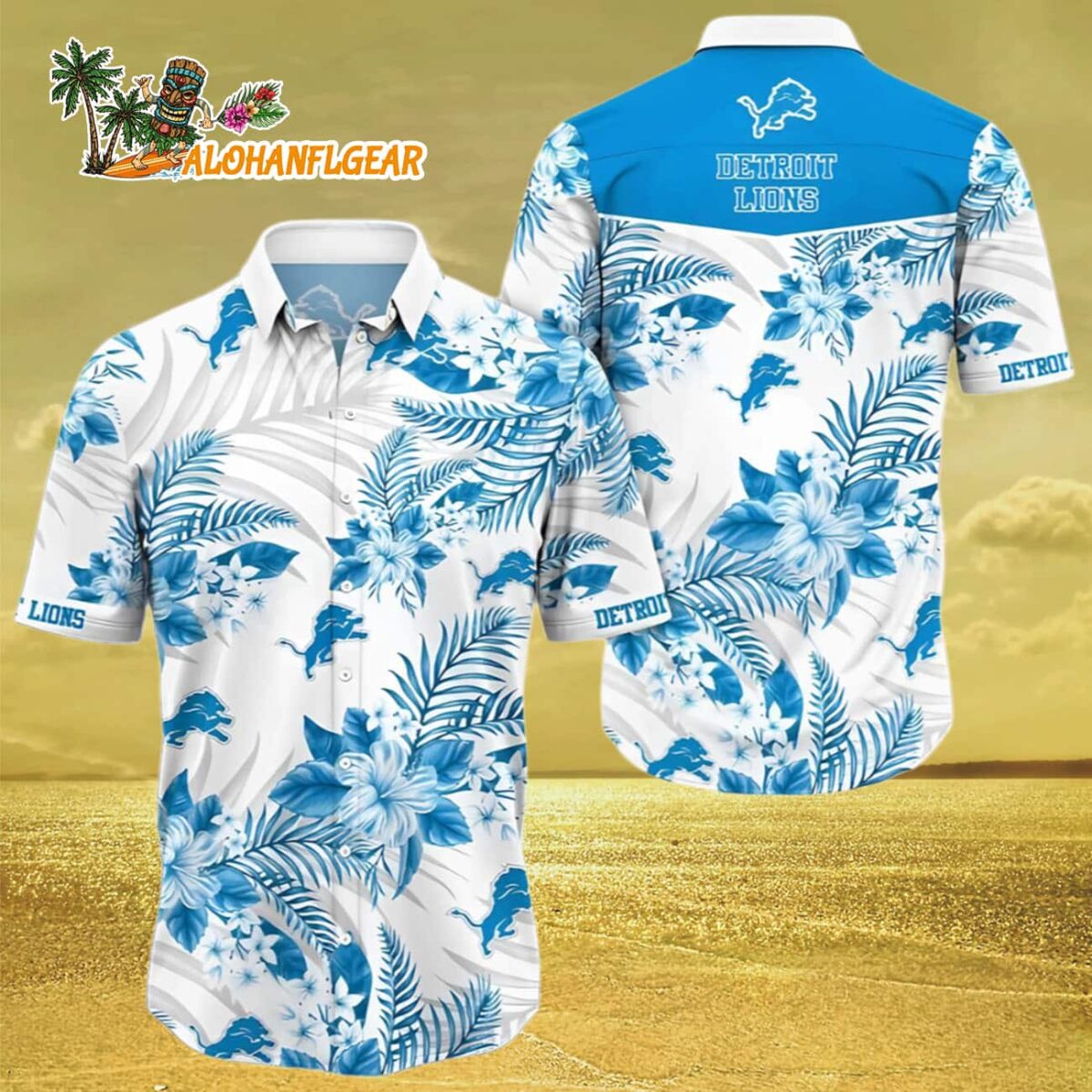 Detroit Lions Tropics Floral Pattern Hawaiian Shirt, Detroit Lions Aloha Shirt 2 Detroit Lions Tropics Floral Pattern Hawaiian Shirt Detroit Lions Aloha Shirt 3