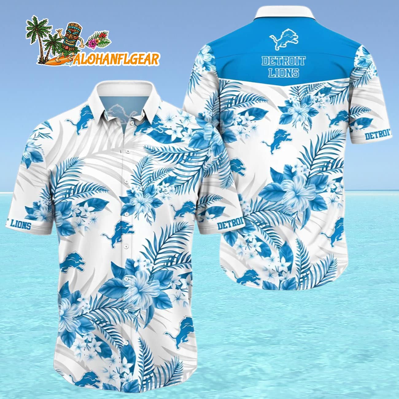 Detroit Lions Tropics Floral Pattern Hawaiian Shirt, Detroit Lions Aloha Shirt Detroit Lions Tropics Floral Pattern Hawaiian Shirt, Detroit Lions Aloha Shirt