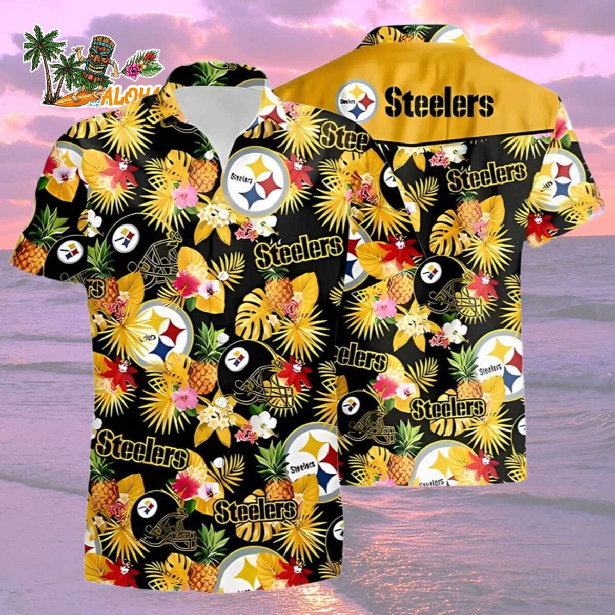 Football Team Vacation Pittsburgh Steelers Hawaiian Shirt Pittsburgh Steelers Aloha Shirt 2