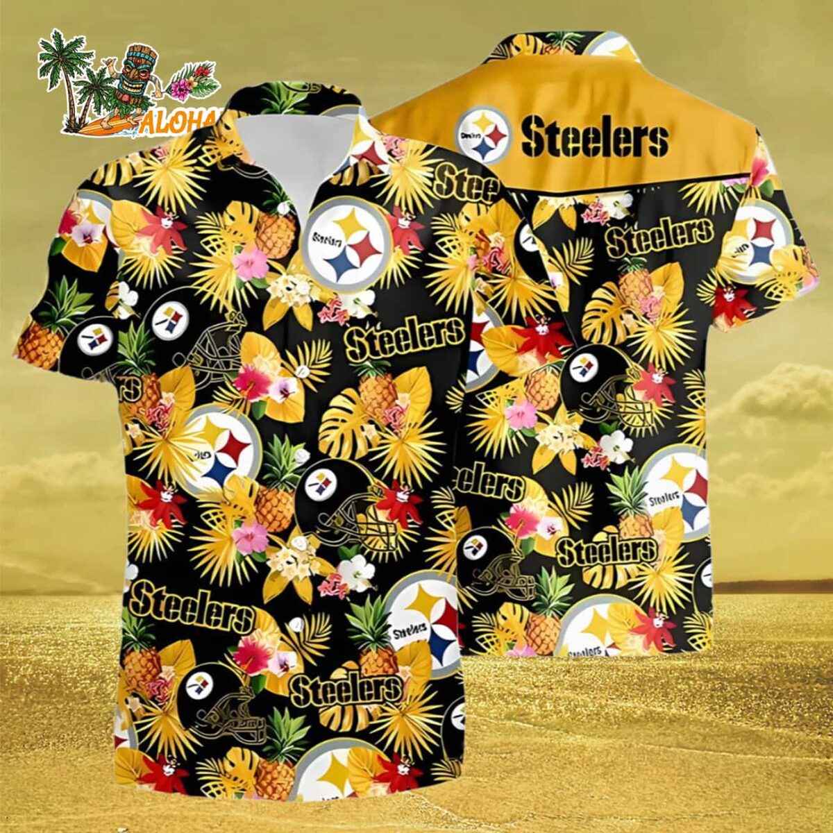 Football Team Vacation Pittsburgh Steelers Hawaiian Shirt Pittsburgh Steelers Aloha Shirt 3