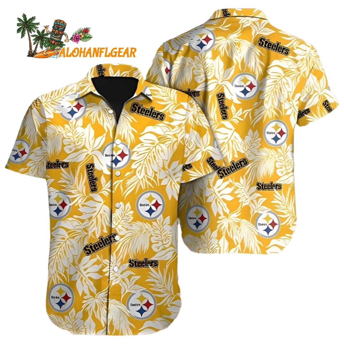 Gift For Fan Mens Womens Button Up Shirts Unique Pittsburgh Steelers Aloha Shirt 1