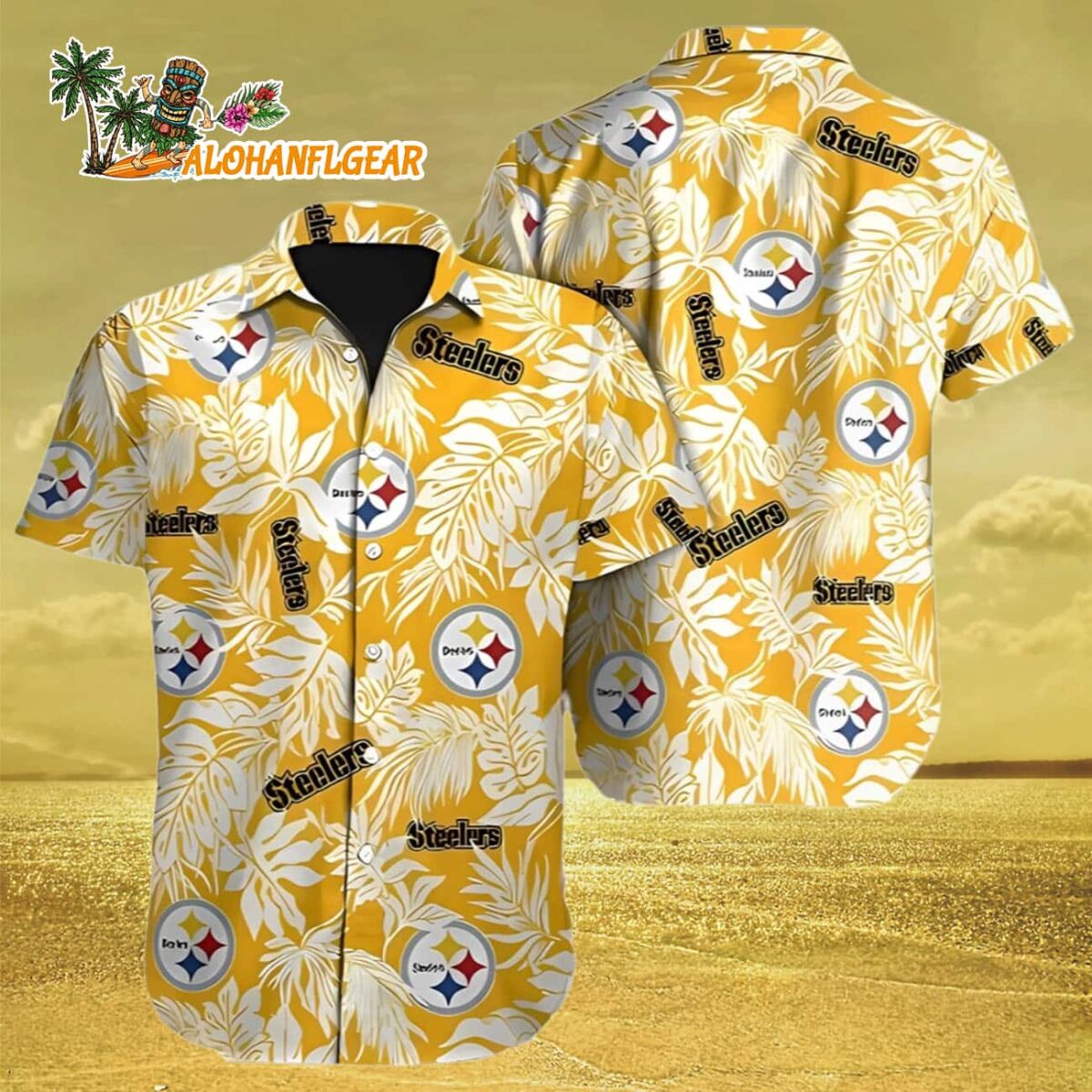 Gift For Fan Mens Womens Button Up Shirts Unique Pittsburgh Steelers Aloha Shirt 3