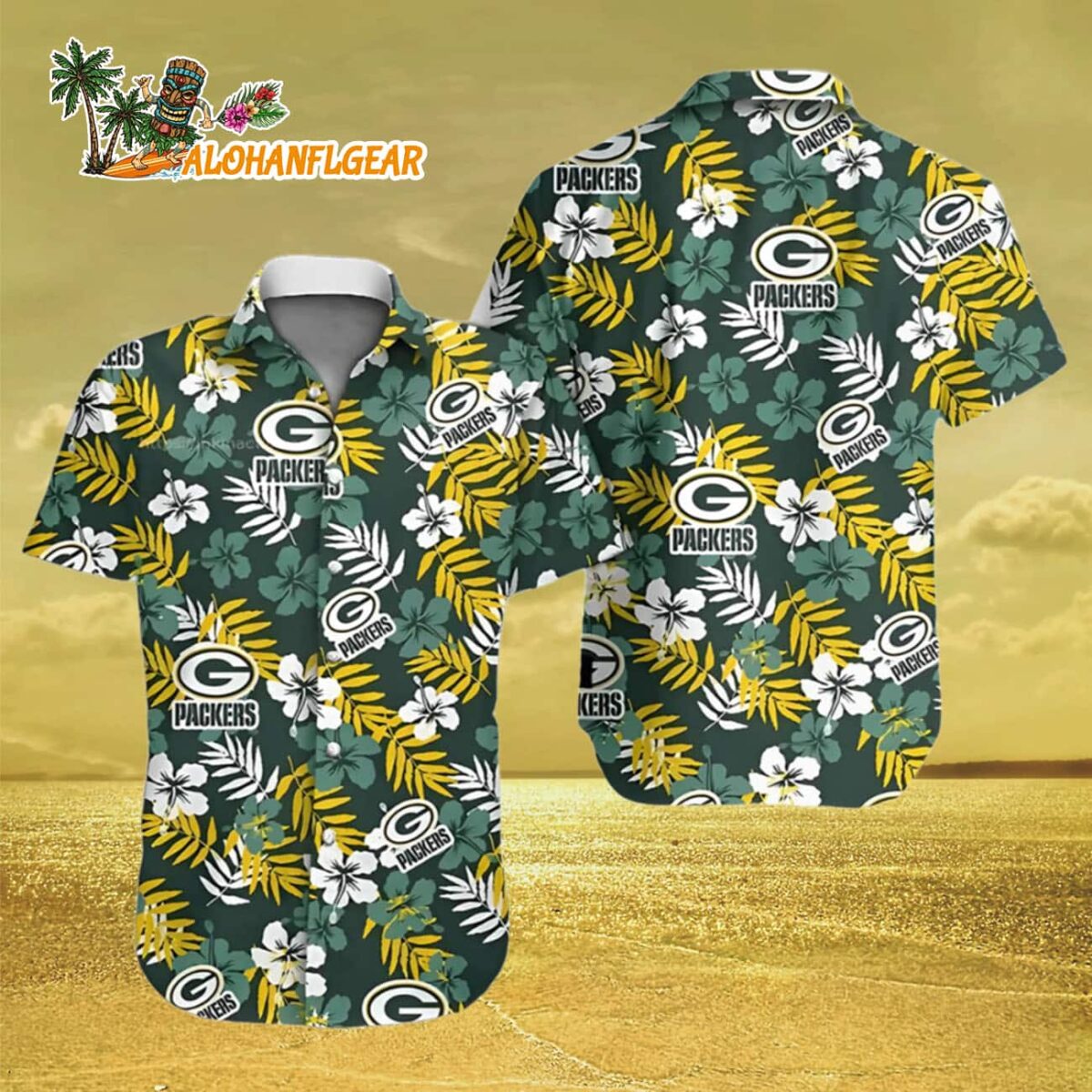 Green Bay Packers Hawaiian Shirt Floral Green Bay Packers Aloha Shirt 3