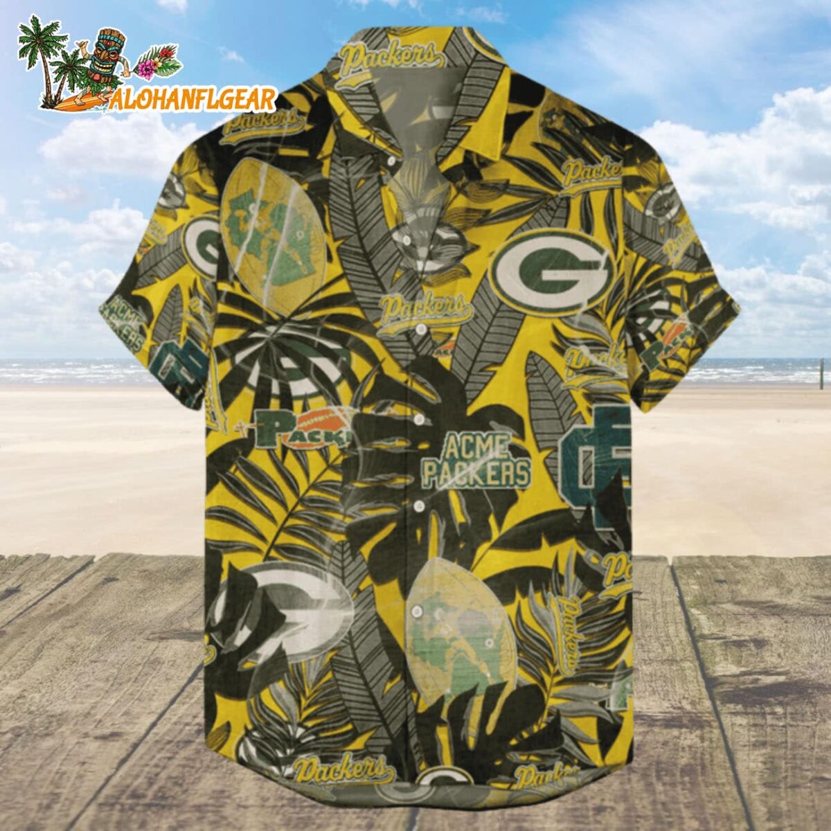 Green Bay Packers Hawaiian Shirt Retro Logo Revolution NFL Aloha Shirt 2025 1