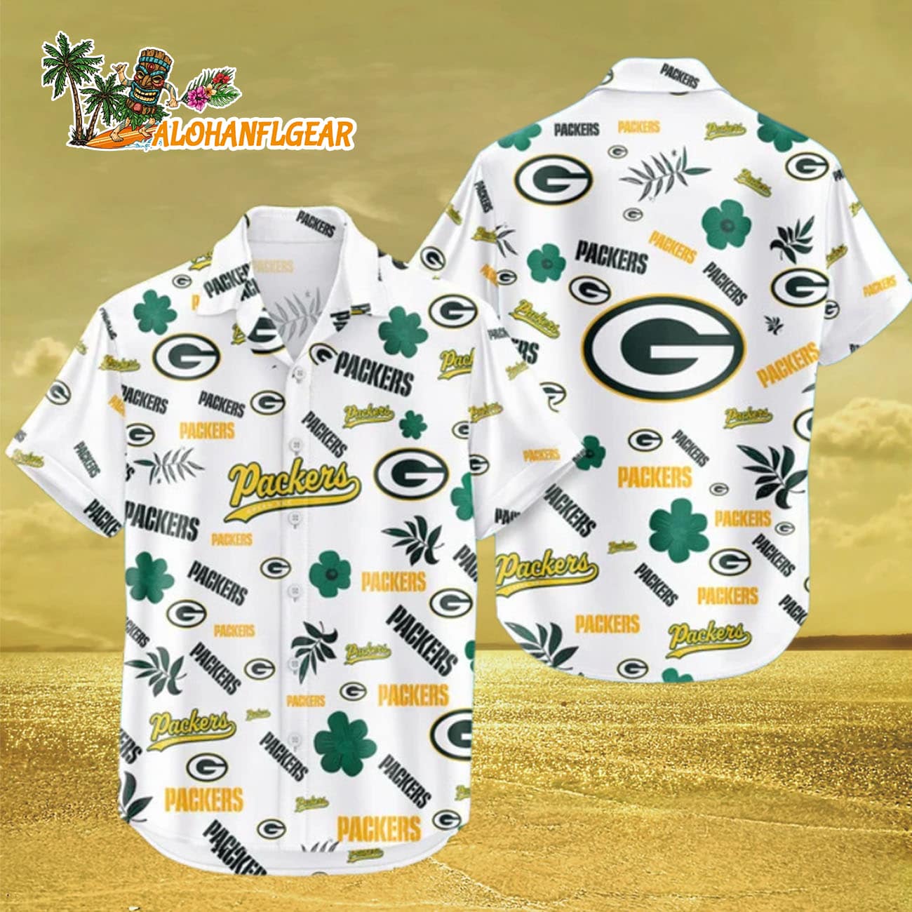 Green Bay Packers Hawaiian Shirt Tropical Beach, Green Bay Packers Aloha Shirt Green Bay Packers Hawaiian Shirt Tropical Beach, Green Bay Packers Aloha Shirt