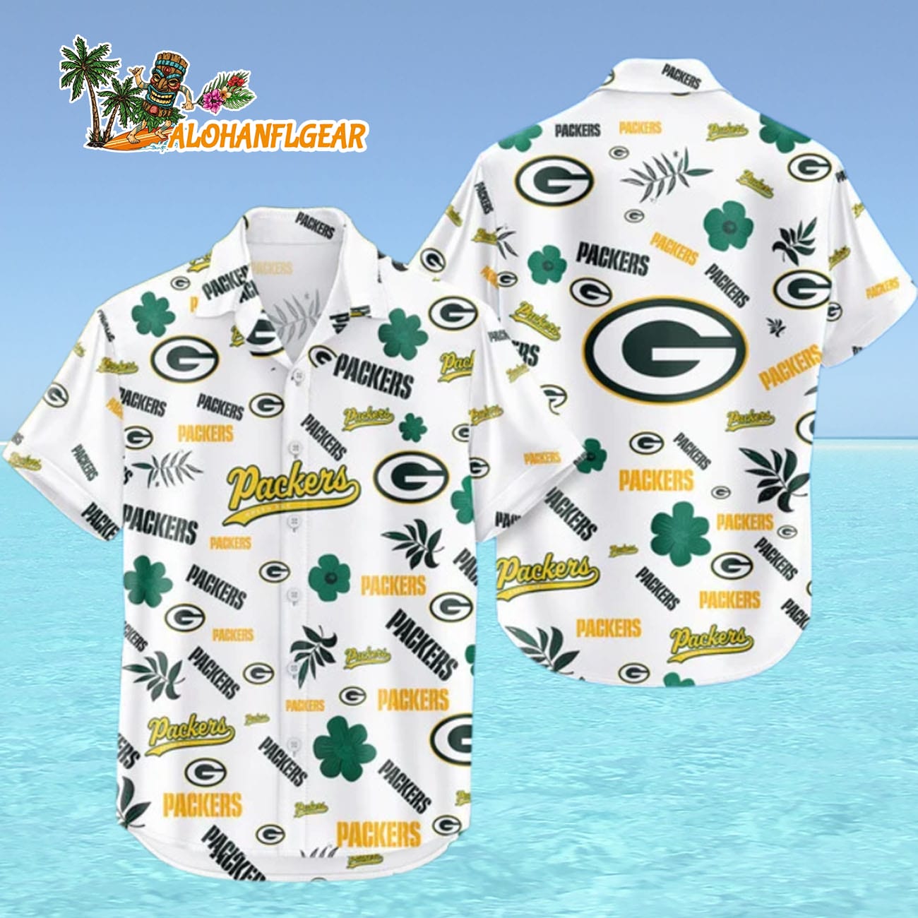 Green Bay Packers Hawaiian Shirt Tropical Beach, Green Bay Packers Aloha Shirt Green Bay Packers Hawaiian Shirt Tropical Beach, Green Bay Packers Aloha Shirt