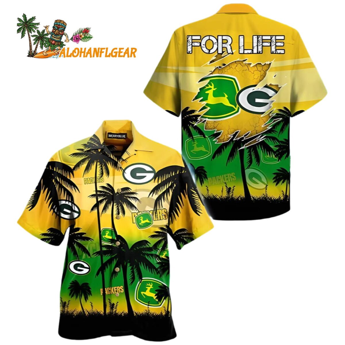 Green Bay Packers John Deere Hawaiian Shirt For Fans Green Bay Packers Aloha Shirt 1