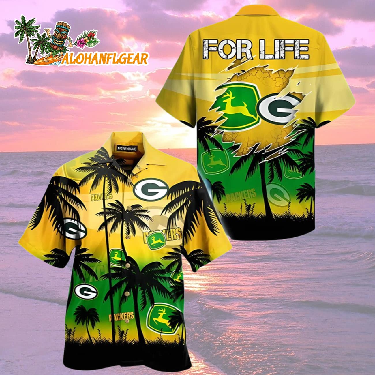 Green Bay Packers John Deere Hawaiian Shirt For Fans, Green Bay Packers Aloha Shirt Green Bay Packers John Deere Hawaiian Shirt For Fans, Green Bay Packers Aloha Shirt