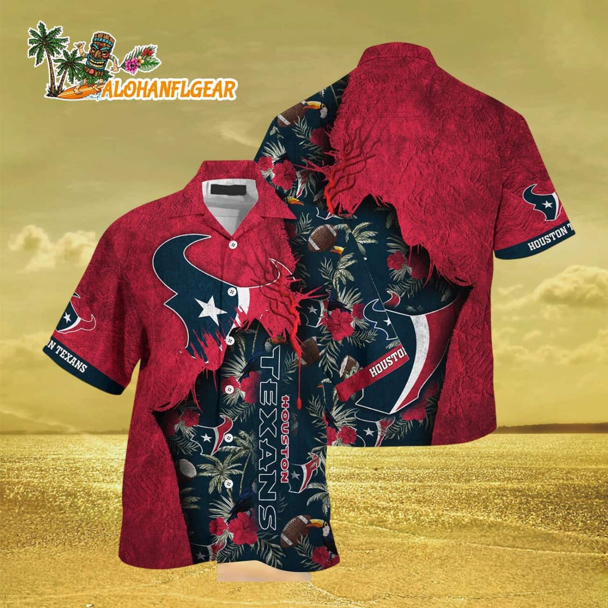 Houston Texans Football Team Summer God Hawaii Shirt Football NFL Hawaiian Shirt 3