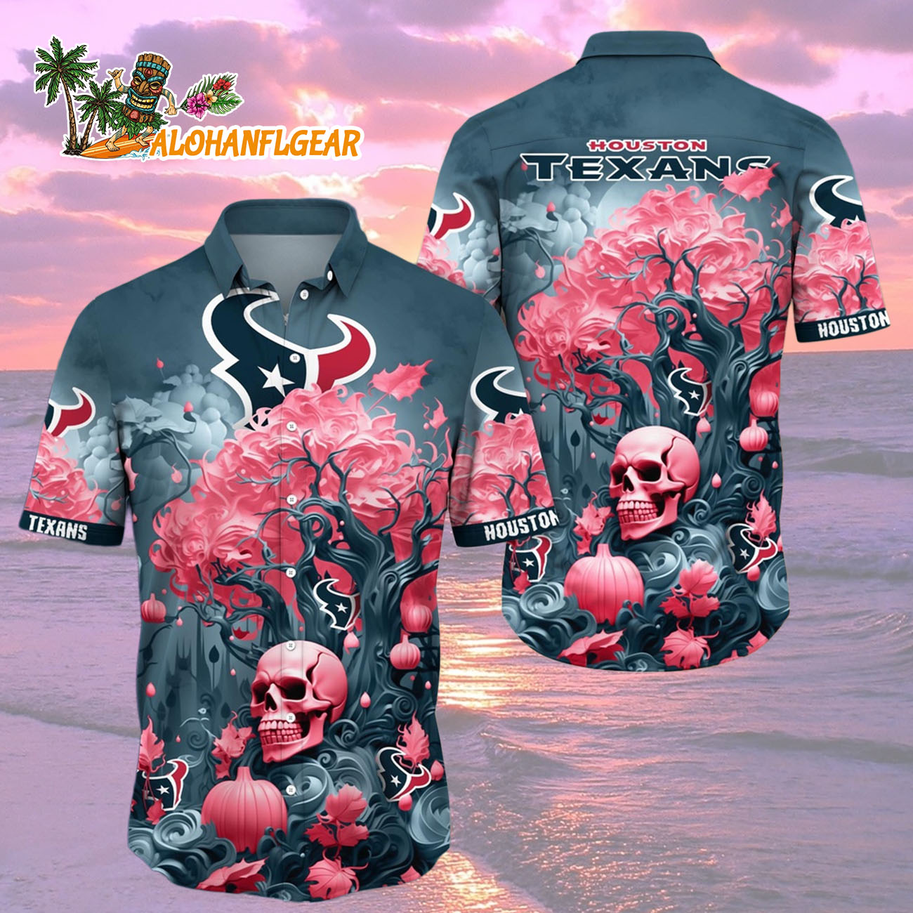 Houston Texans Halloween Skull Pumpkin Hawaiian Shirt, Houston Texans Aloha Shirt Houston Texans Halloween Skull Pumpkin Hawaiian Shirt, Houston Texans Aloha Shirt