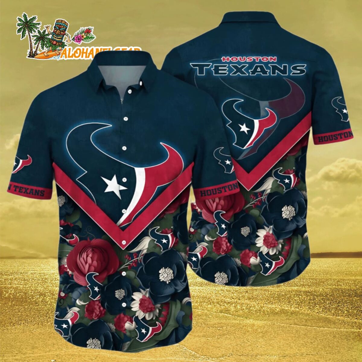 Houston Texans Hawaiian Shirt Floral Houston Texans Aloha Shirt 3