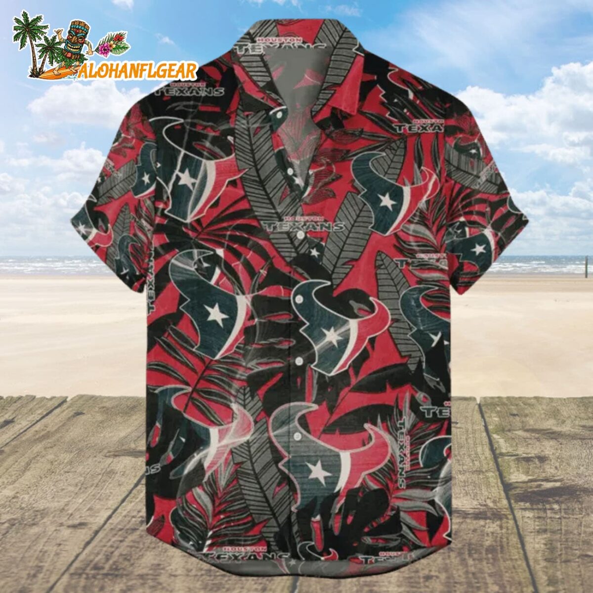 Houston Texans Hawaiian Shirt Retro Logo Revolution NFL Aloha Shirt 2025 1