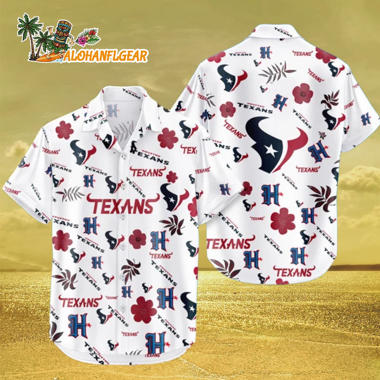 Houston Texans Hawaiian Shirt Tropical Beach, Houston Texans Aloha Shirt Houston Texans Hawaiian Shirt Tropical Beach, Houston Texans Aloha Shirt