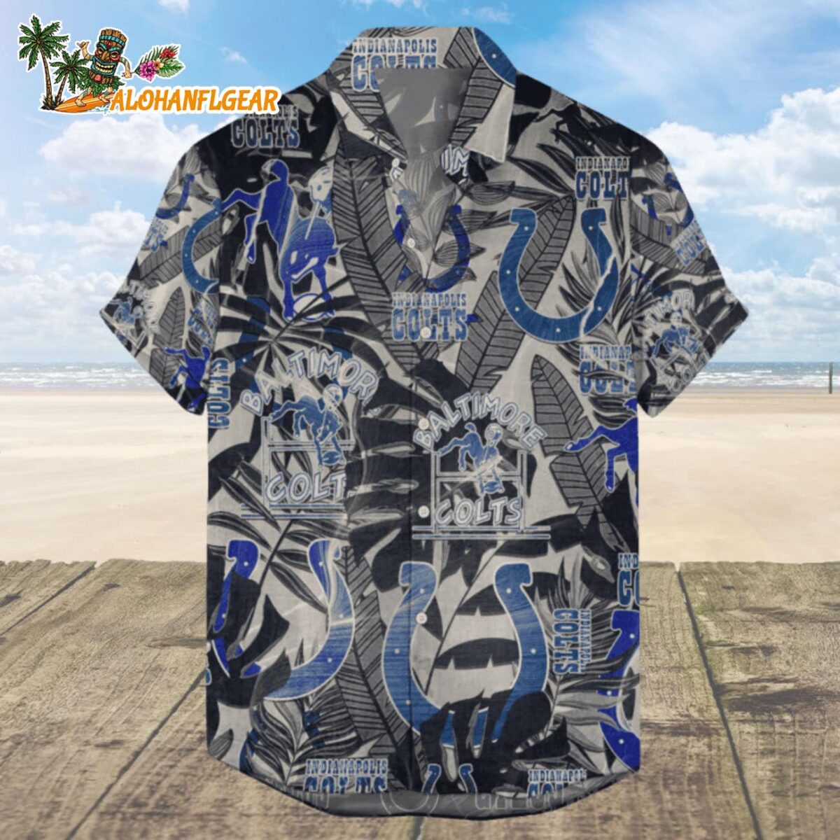 Indianapolis Colts Hawaiian Shirt Retro Logo Revolution NFL Aloha Shirt 2025 1