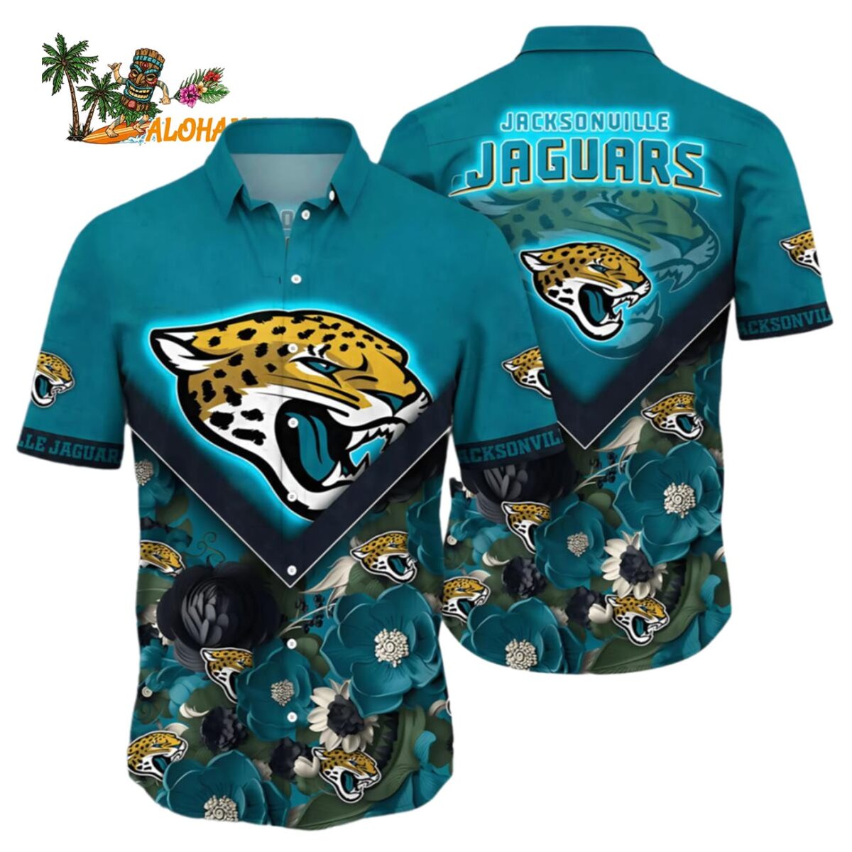 Jacksonville Jaguars Hawaiian Shirt Floral Bloom Graphic Jacksonville Jaguars Aloha Shirt 1