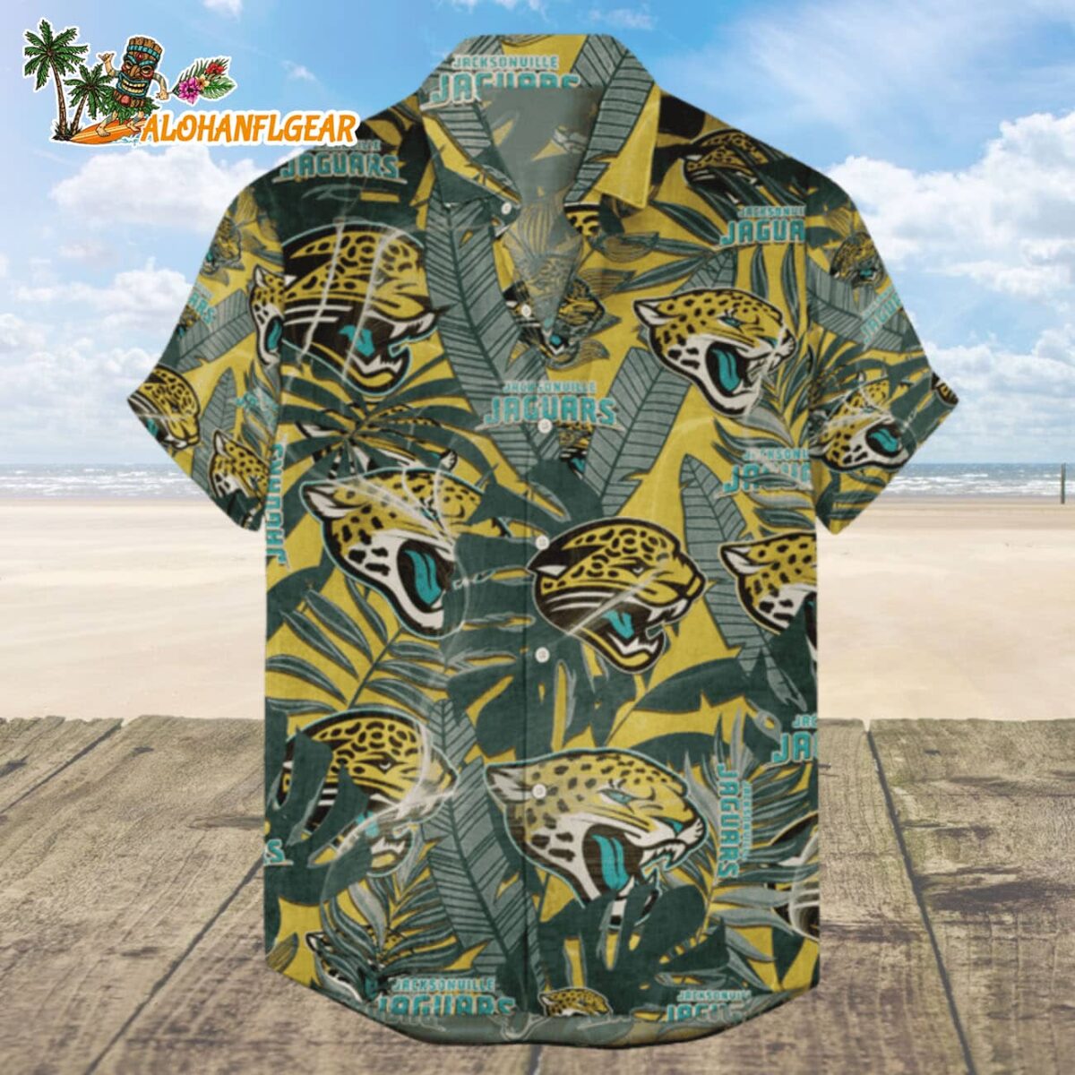 Jacksonville Jaguars Hawaiian Shirt Retro Logo Revolution NFL Aloha Shirt 2025 1