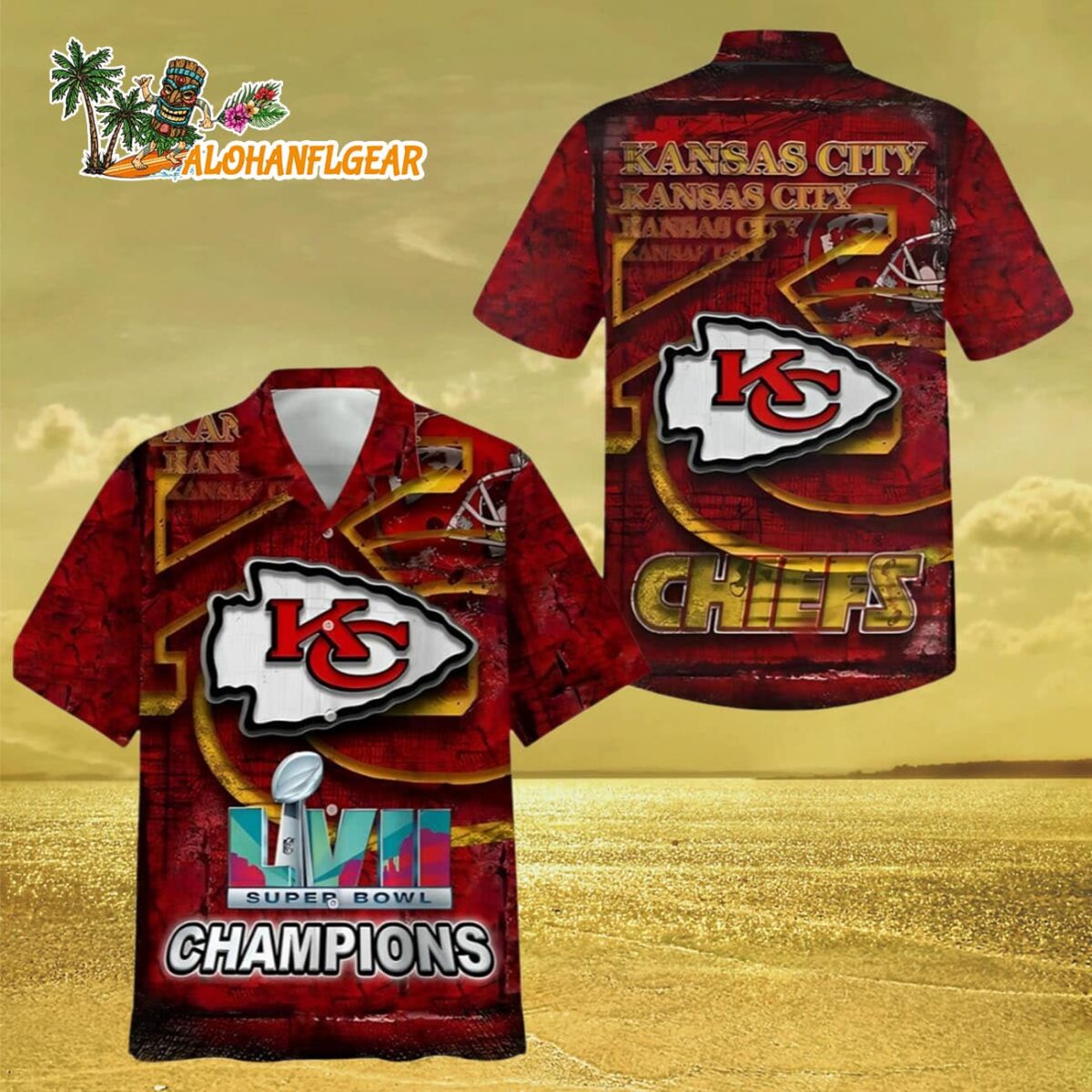 Kansas City Chiefs Champs Superbowl Button Up Shirts Unique Kansas City Chiefs Aloha Shirt 3