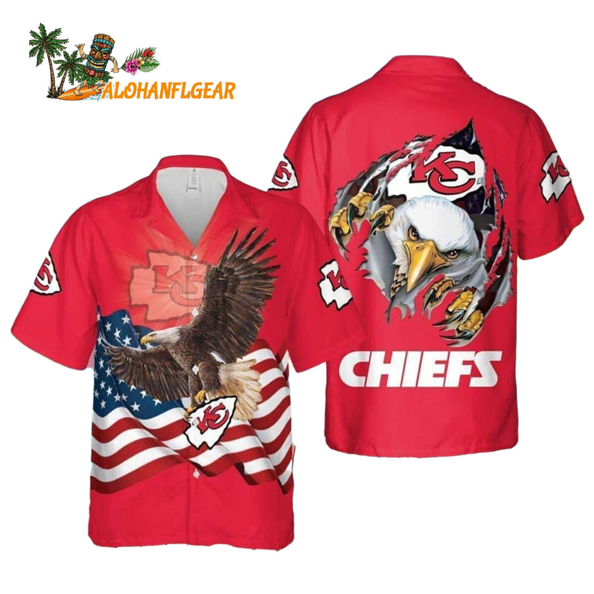 Kansas City Chiefs Hawaiian Shirt Eagle Us Flag Independence Day 4th Of July Kansas City Chiefs Aloha Shirt 1