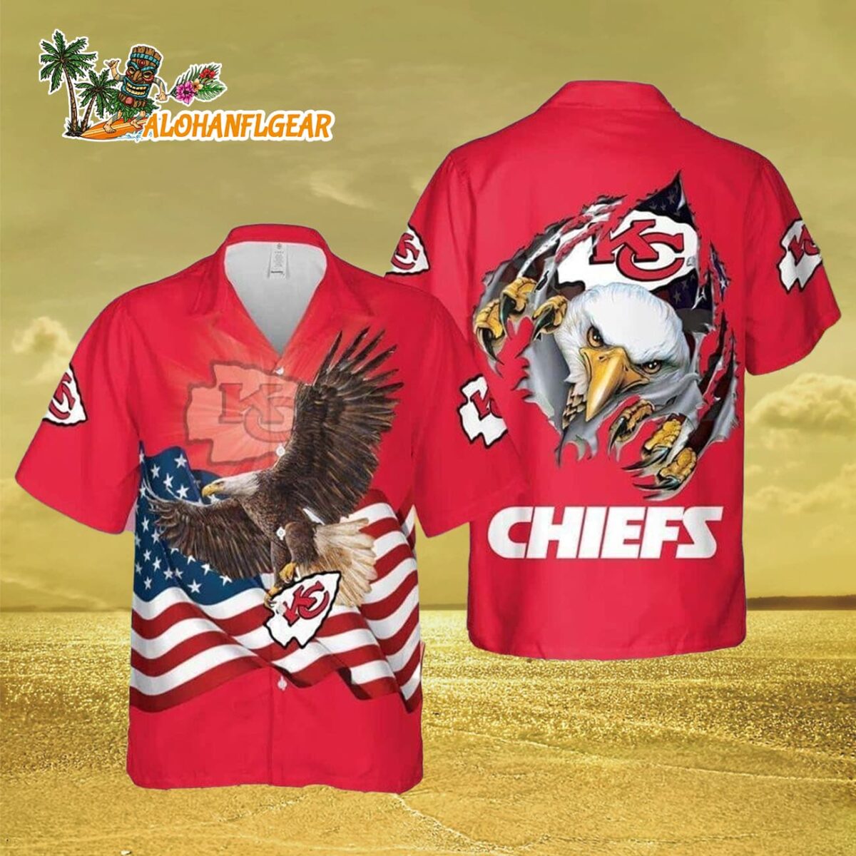 Kansas City Chiefs Hawaiian Shirt Eagle Us Flag Independence Day 4th Of July Kansas City Chiefs Aloha Shirt 3