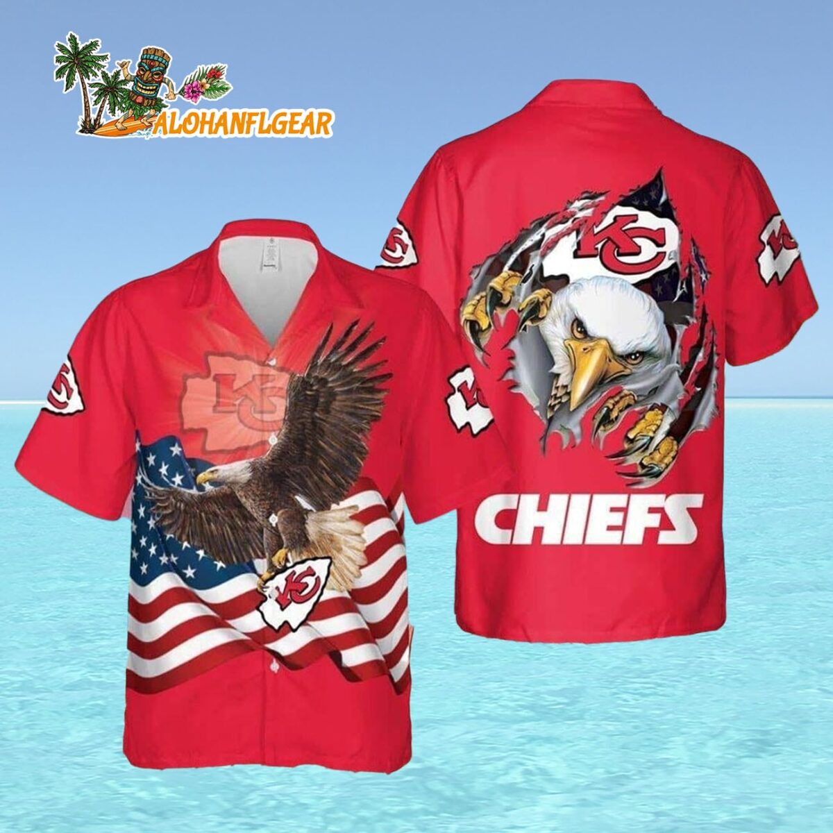 Kansas City Chiefs Hawaiian Shirt Eagle Us Flag Independence Day 4th Of July Kansas City Chiefs Aloha Shirt 4