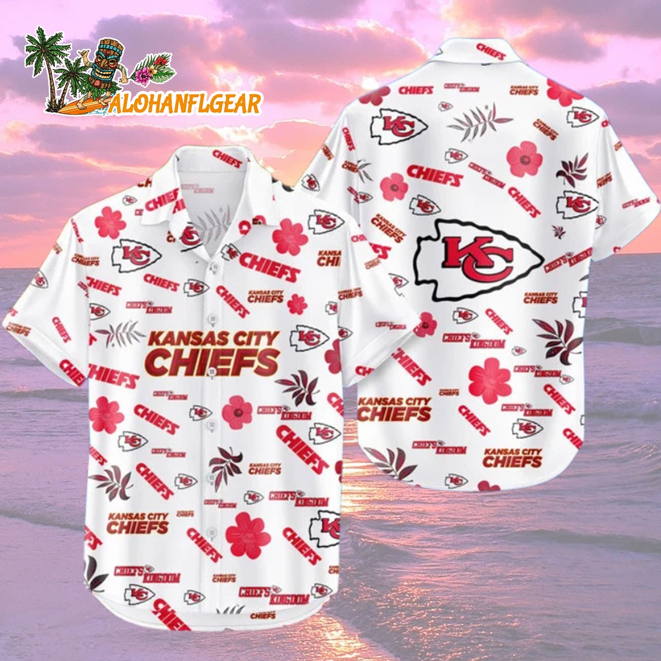Kansas City Chiefs Hawaiian Shirt Tropical Beach, Kansas City Chiefs Aloha Shirt Kansas City Chiefs Hawaiian Shirt Tropical Beach, Kansas City Chiefs Aloha Shirt