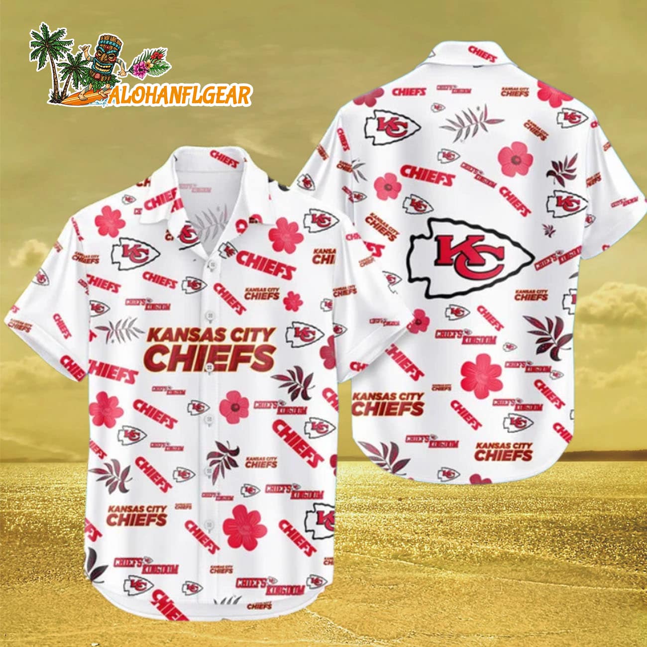 Kansas City Chiefs Hawaiian Shirt Tropical Beach, Kansas City Chiefs Aloha Shirt Kansas City Chiefs Hawaiian Shirt Tropical Beach, Kansas City Chiefs Aloha Shirt